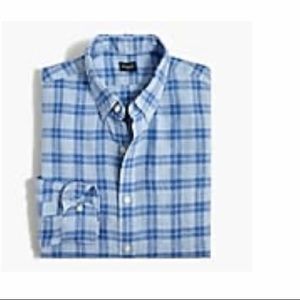 J. Crew Men’s Large Slim Linen-cotton shirt, Faded Chambray